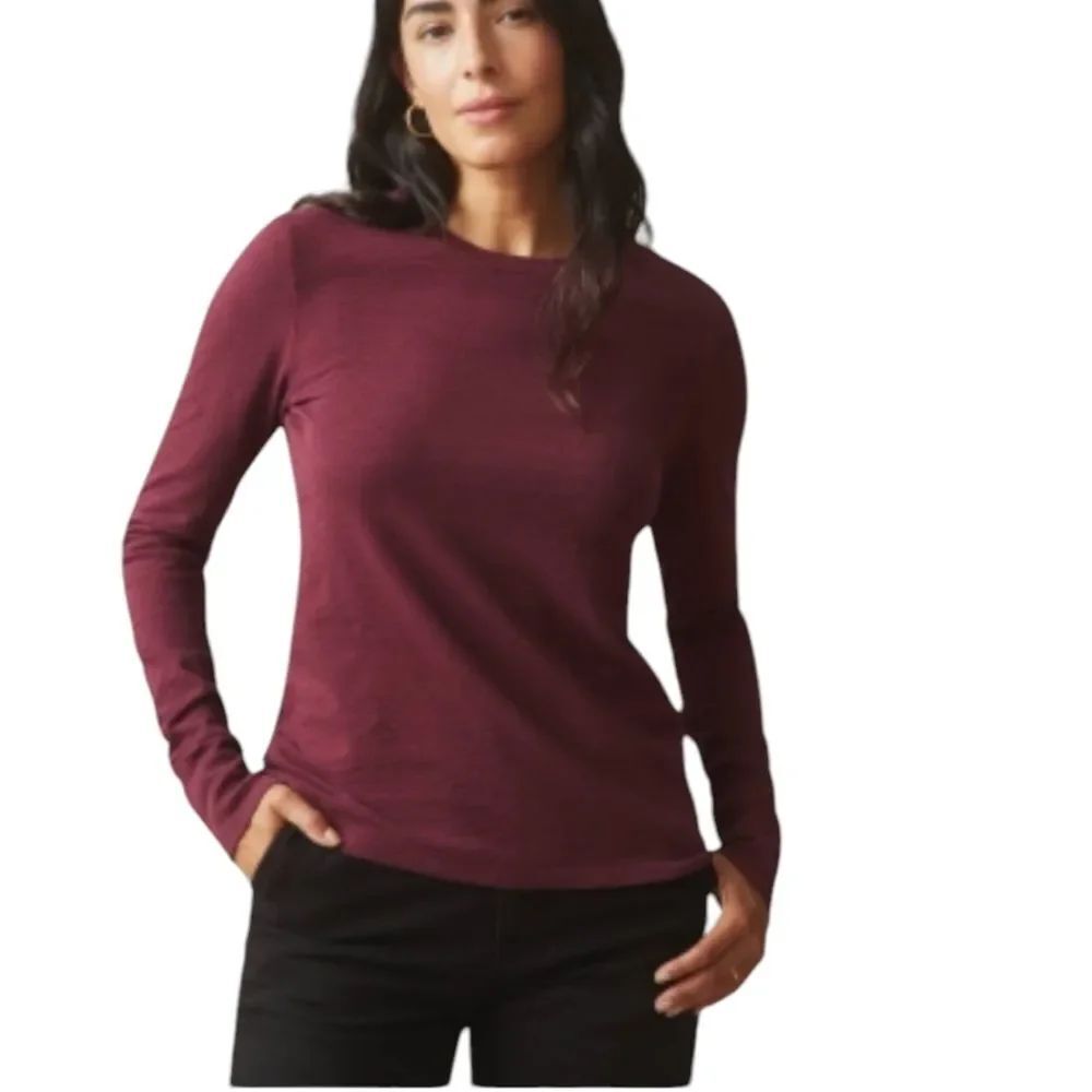 NEW American Giant Slub Tee Long Sleeve Crew Neck Zinfandel Red Size S